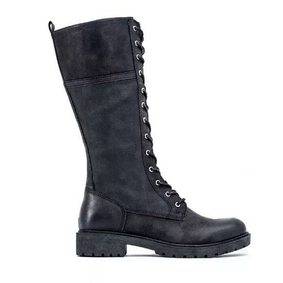 GC SHOES Women's Hanker Combat Lace Up Knee High Boots 7.5 black - Picture 2 of 7